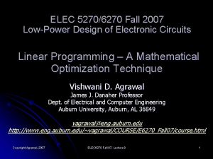 ELEC 52706270 Fall 2007 LowPower Design of Electronic