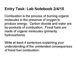 Entry Task Lab Notebook 2415 Combustion is the