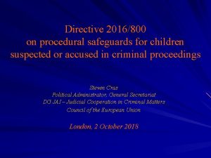 Directive 2016800 on procedural safeguards for children suspected