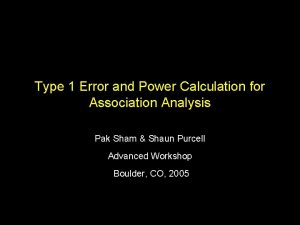 Type 1 Error and Power Calculation for Association