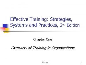 Effective Training Strategies Systems and Practices 2 nd