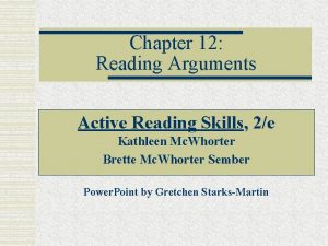 Chapter 12 Reading Arguments Active Reading Skills 2e