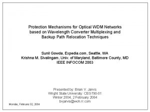 Protection Mechanisms for Optical WDM Networks based on