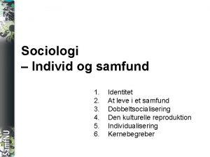 SAMFNU Sociologi Individ og samfund 1 2 3