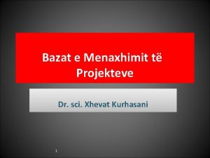 Bazat e Menaxhimit t Projekteve Dr sci Xhevat