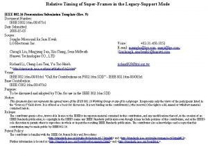 Relative Timing of SuperFrames in the LegacySupport Mode