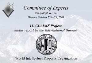 Committee of Experts ThirtyFifth session Geneva October 25