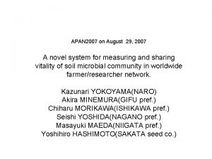 APAN 2007 on August 29 2007 A novel