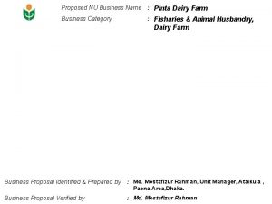 Proposed NU Business Name Pinta Dairy Farm Business