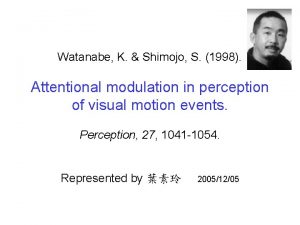 Watanabe K Shimojo S 1998 Attentional modulation in