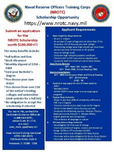 Naval Reserve Officers Training Corps NROTC Scholarship Opportunity