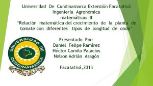 Universidad De Cundinamarca Extensin Facatativ Ingeniera Agronmica matemticas