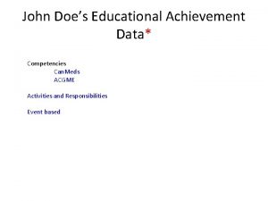 John Does Educational Achievement Data Competencies Can Meds
