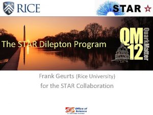 The STAR Dilepton Program Frank Geurts Rice University