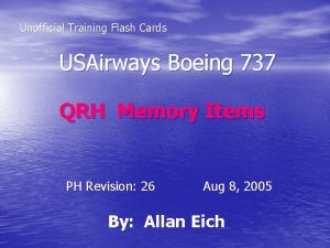 Unofficial Training Flash Cards USAirways Boeing 737 QRH