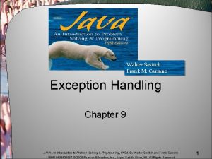 Walter Savitch Frank M Carrano Exception Handling Chapter