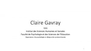 Claire Gavray ULG Institut des Sciences Humaines et