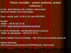 Prawo rzymskie prawo osobowe prawo rodzinne I dr