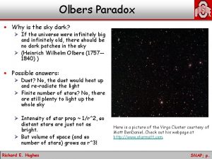 Olbers Paradox Why is the sky dark If