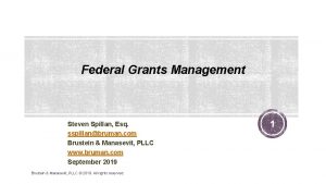 Federal Grants Management Steven Spillan Esq sspillanbruman com