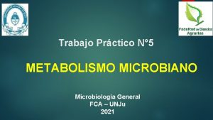 Trabajo Prctico N 5 METABOLISMO MICROBIANO Microbiologa General