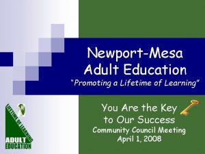 NewportMesa Adult Education Promoting a Lifetime of Learning