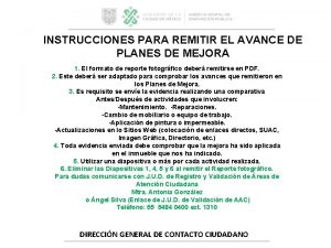 INSTRUCCIONES PARA REMITIR EL AVANCE DE PLANES DE