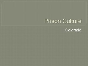 Prison Culture Colorado Timothy Smelser D O C
