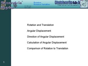 Rotation Variables Rotation and Translation Angular Displacement Direction