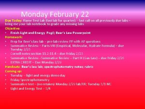 Monday February 22 Due Today Flame Test Lab