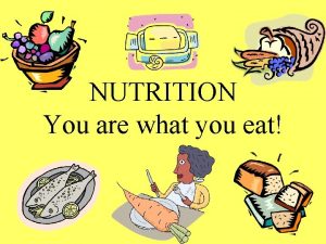 NUTRITION You are what you eat Nutrition All