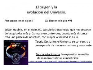 El origen y la evolucin del Universo Ptolomeo