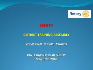 ZENITH DISTRICT TRAINING ASSEMBLY VOCATIONAL SERVICE AWARDS RTN