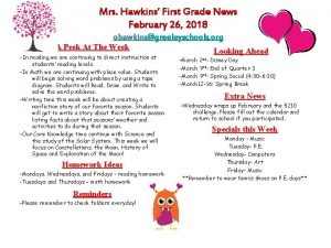 Mrs Hawkins First Grade News February 26 2018