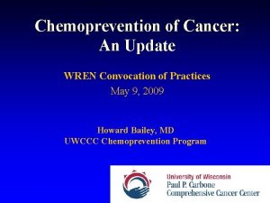 Chemoprevention of Cancer An Update WREN Convocation of