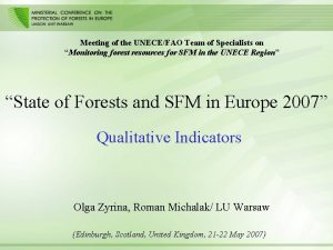 Meeting of the UNECEFAO Team of Specialists on