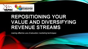 REPOSITIONING YOUR VALUE AND DIVERSIFYING REVENUE STREAMS making