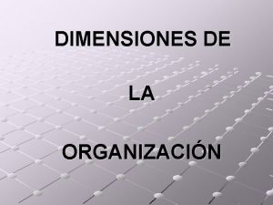 DIMENSIONES DE LA ORGANIZACIN Las dimensiones de la