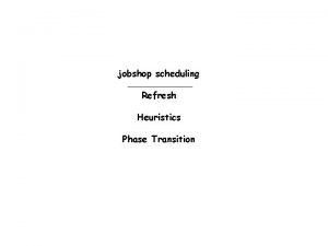 jobshop scheduling Refresh Heuristics Phase Transition refresh We