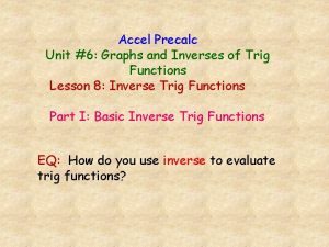 Accel Precalc Unit 6 Graphs and Inverses of