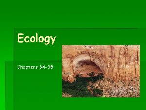 Ecology Chapters 34 38 What is ecology Study