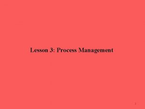 Lesson 3 Process Management 1 Process Concept Process