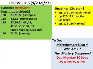 FOR WEEK 5 923 927 Suggested Homework Page