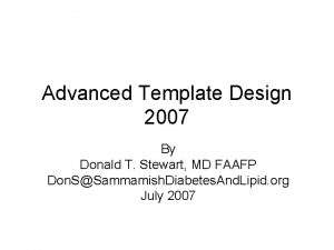 Advanced Template Design 2007 By Donald T Stewart