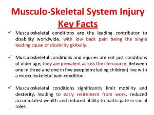 MusculoSkeletal System Injury Key Facts Musculoskeletal conditions are