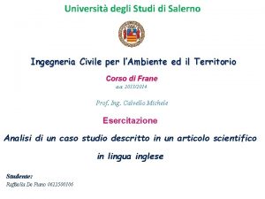 Universit degli Studi di Salerno Ingegneria Civile per