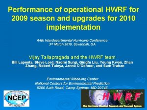 Performance of operational HWRF for 2009 season and