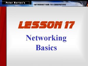 lesson 17 Networking Basics This lesson includes the