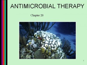 ANTIMICROBIAL THERAPY Chapter 20 1 Chemotherapeutic Agents n