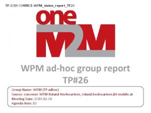 TP2016 0348 R 01 WPMstatusreportTP 26 WPM adhoc